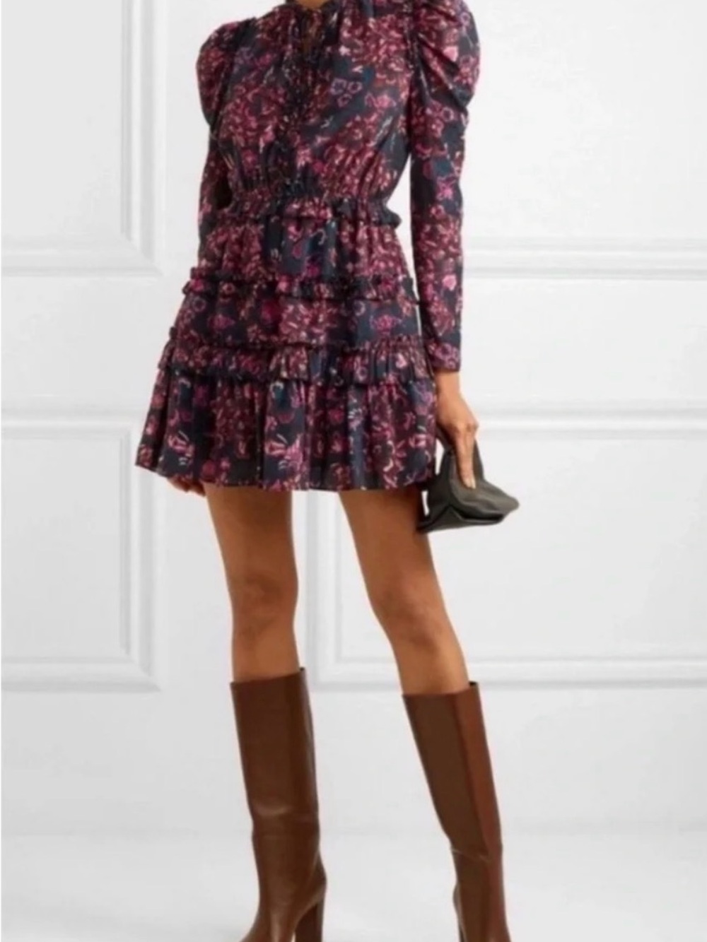 Ulla Johnson Prissa Floral Print Mini Dress in Midnight Size 4